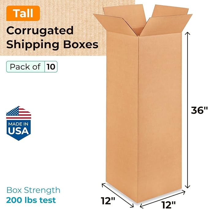 Tall Moving & Shipping Boxes 12x12x36 inches - Image 2
