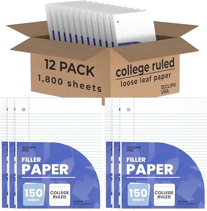 Loose Leaf Paper College Ruled Notebook Paper College Ruled Lined Writing by E-CLIPSUSA