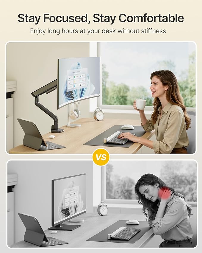 monTEK Single Monitor Arm with USB, Mechanical Spring Monitor Arm - Image 4