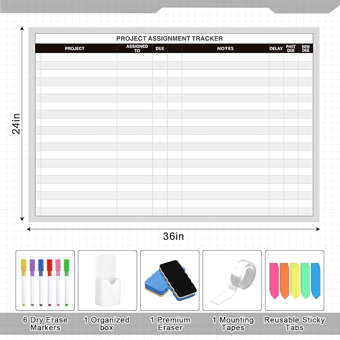 Lincia Large Magnetic Project Planning Management Vision Board 24" x 36" - Image 2