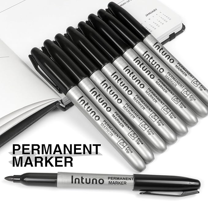 INTUNO Permanent Markers, Fine tip, Oil-Based Permanent Markers, Waterproof and - Image 2