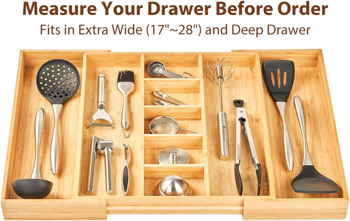 Umilife Extra Large Expandable Kitchen Drawer Organizer for Utensil and Junk,...