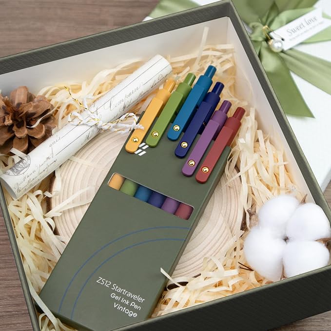 UIXJODO Gel Pens, 6 Pack Gold Retro 0.5mm Black Ink Pens Fine Point Smooth - Image 7