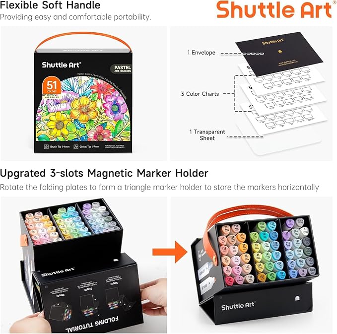 Shuttle Art Pastel Alcohol Markers Brush tip, Dual Tip Brush & Chisel Tip Art - Image 4