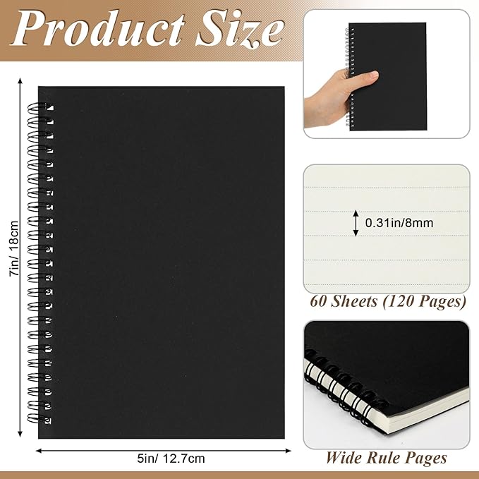 Leelosp 12 Pack Small Spiral Notebook 5 x 7 Inch Lined College Ruled Spiral - Image 3