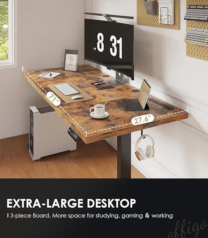 OffiGo 71 Inch Executive Electric Standing Desk, Height Adjustable Desk - Image 5