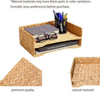 PINXIURY 2-Tier Water Hyacinth Letter Tray – Woven Paper & Mail Organizer - Image 5