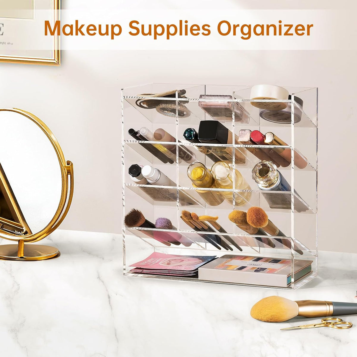 beygorm acrylic vertical marker organizer for 150 markers on a desk or shelf