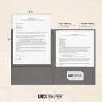 LUXPaper 9" x 12" Presentation Folders | Two Pocket | Smoke Gray | 100lb. Cover - Image 4