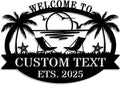 Custom Metal Coastal Beach House Welcome Sign, Personalized Patio and Pool Sign by HZYCYYFC