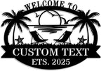 Custom Metal Coastal Beach House Welcome Sign, Personalized Patio and Pool Sign by HZYCYYFC