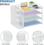 Marbrasse Desk Organizer and Accessories，4-Tier Paper Letter Tray Organizer - Image 4