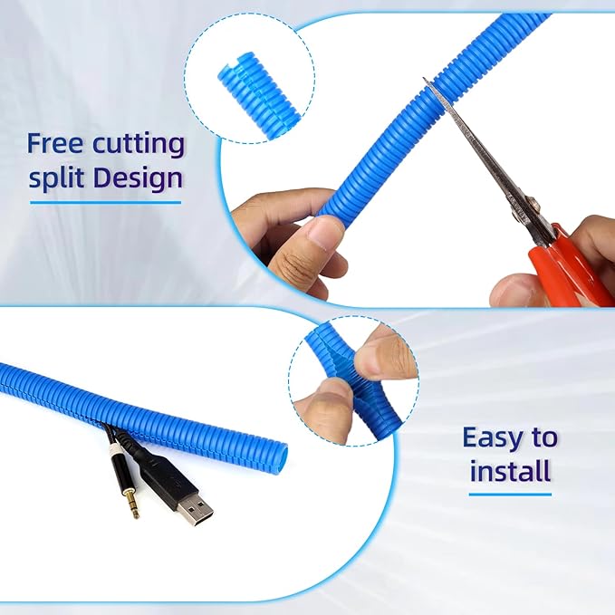 Split Wire Loom Tubing, 25ft Cord Protectors from Pets No Chew, Flexible Wire - Image 2
