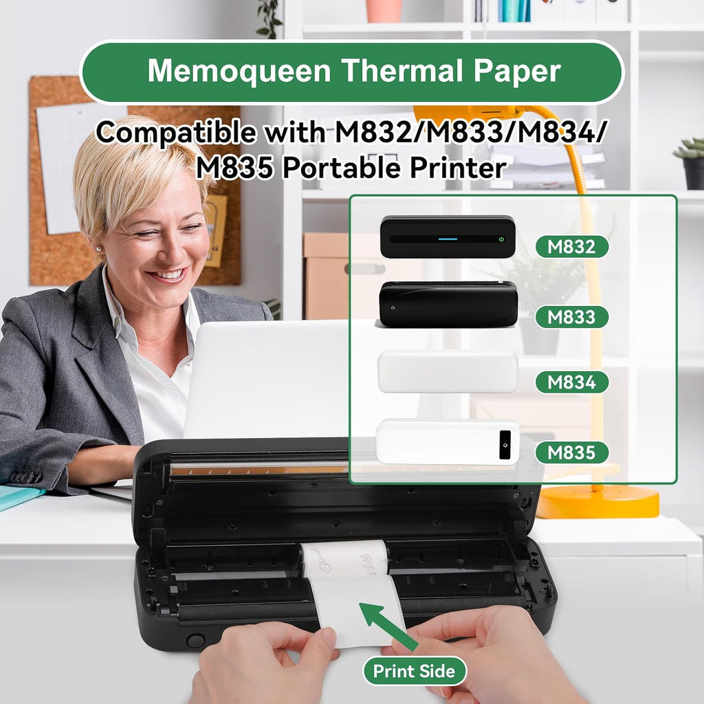 3 Rolls White Adhesive Thermal Paper for Phomemo M04S/M832/M833/M834 | 107mm x 3.5m, 4.3" Sticker Paper, Bluetooth Thermal Printer Labels for Photo, Receipt, DIY Journal, BPA Free