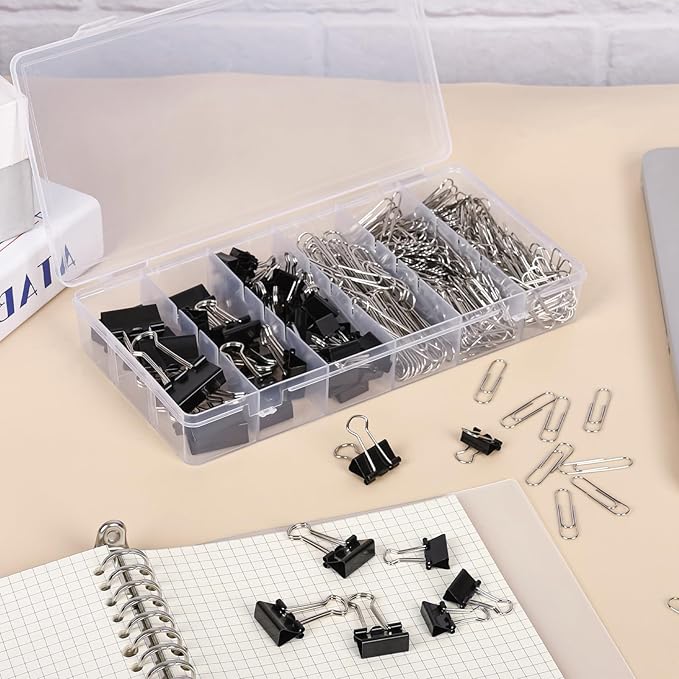 500PCS Paper Clips and Binder Clips Assorted Sizes, Office Supplies - Image 7