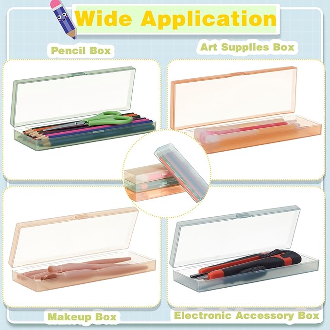 Fainne 24 Pcs Plastic Pencil Case Bulk Pencil Boxes Plastic Stationery Case - Image 6