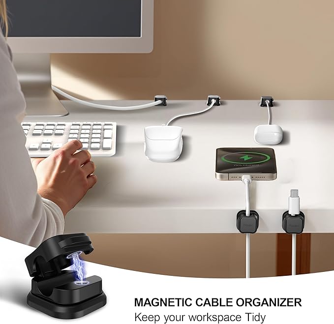 24 Pack Magnetic Cable Clip Organizer Cord Holder, Picozon Adhesive Cable - Image 2