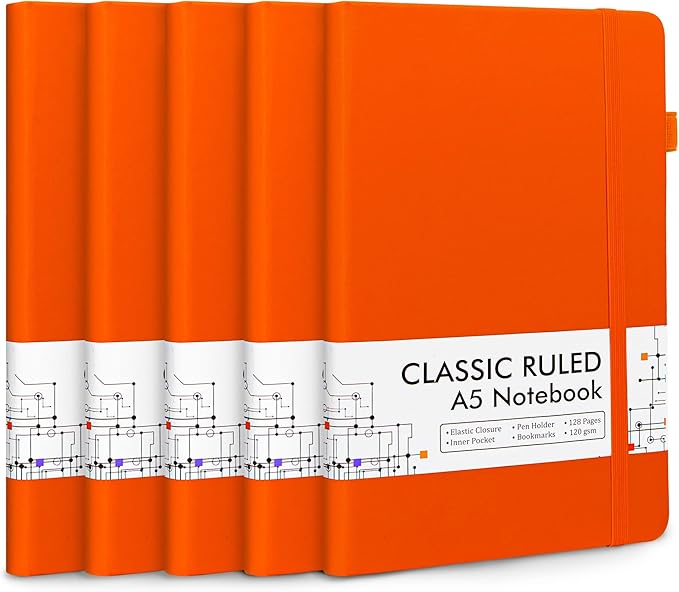 5 Pack Journal Notebook Bulk for School, Feela Hardcover Business Notebooks by feela