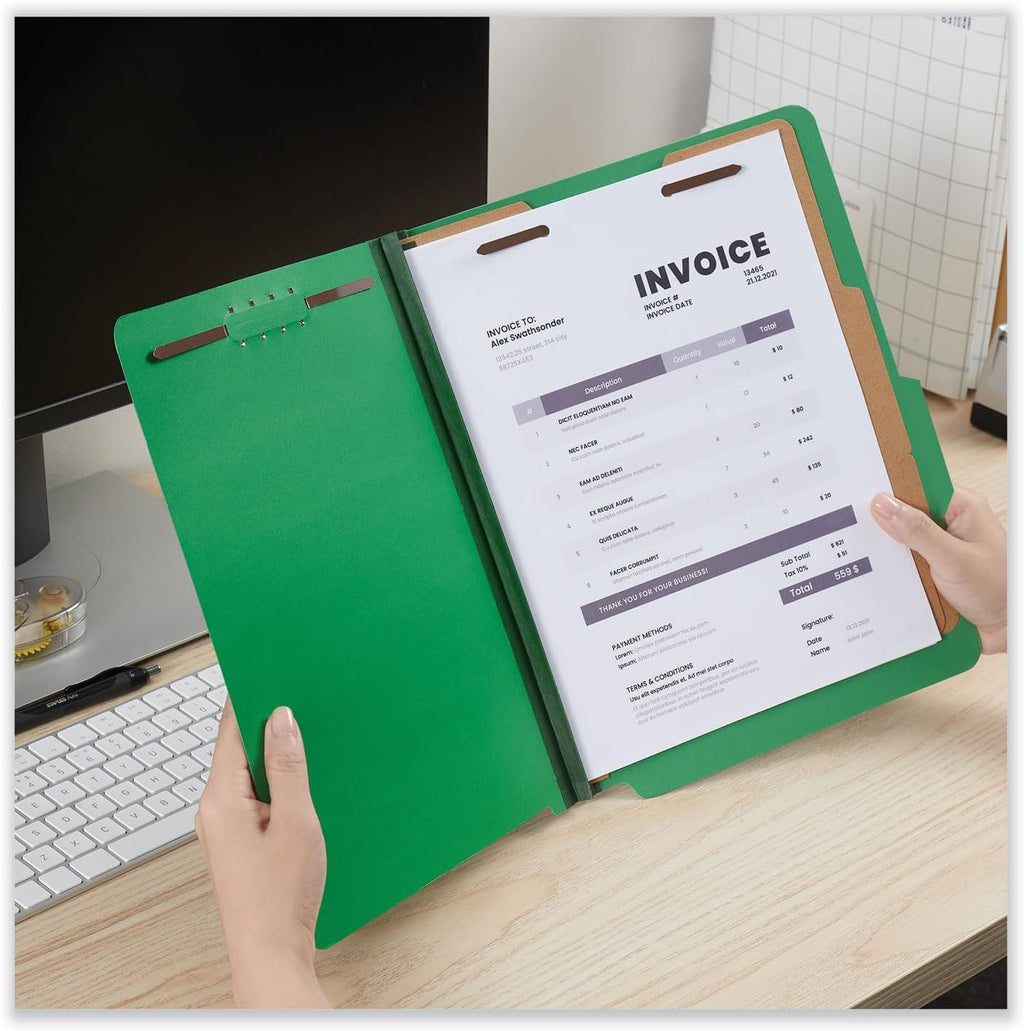 Universal 10302 Pressboard Classification Folders, Letter, Six-Section, Emerald Green (Box of 10)