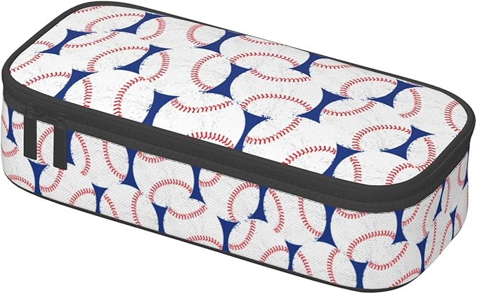 Baseball Blue White Ball Pencil Case Big Capacity Storage Pencil Pouch - Image 3