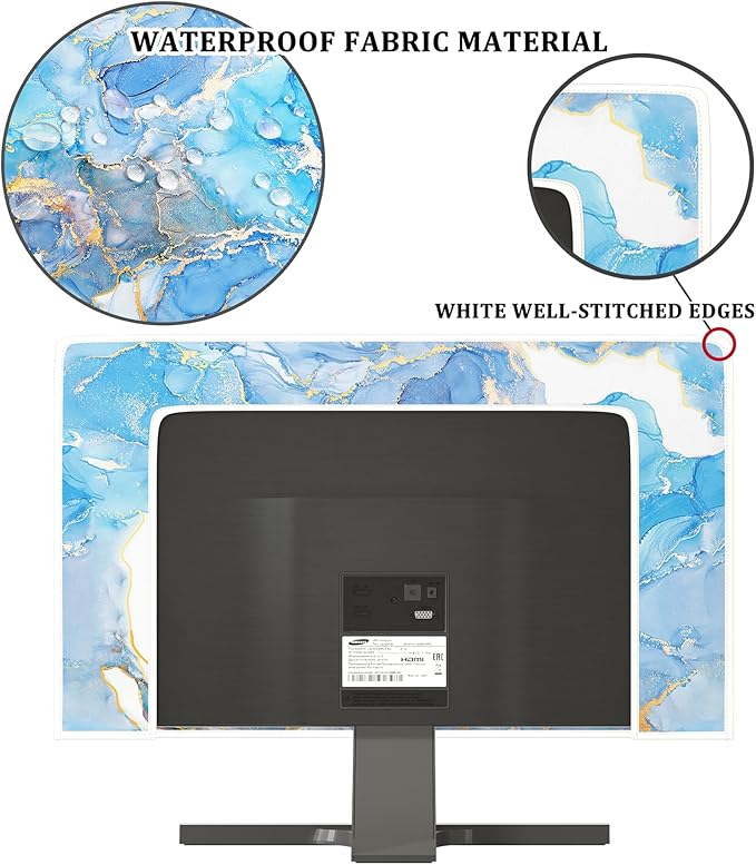 Baocicco Baby Blue Gold Marble Waterproof Screen TV Cover 55 Inch Modern - Image 3