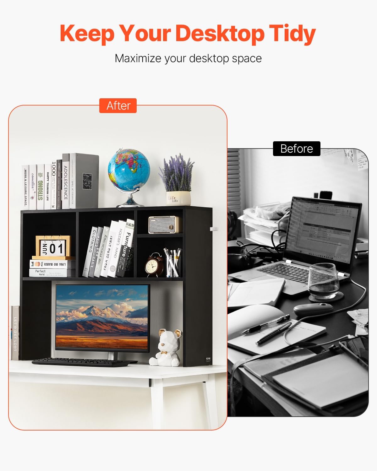 VEVOR Desktop Bookshelf, Storage Organizer with 5 Shelves for Computer Desk, ...