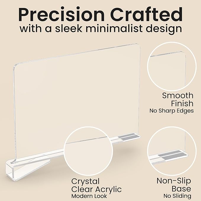 KLOZIT 6- Pack Clear Acrylic Shelf Dividers-Non-Slip Closet Organizers - Image 5