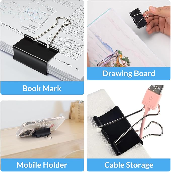 2 Inch 24 Pack Extra Large Binder Clips, Jumbo Paper Clips, Big Paper Clamps - Image 5