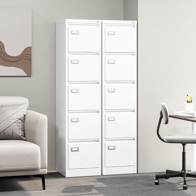 PEUKC 5-Drawer File Cabinet, 16.3" Deep Vertical Metal Filing Cabinet - Image 7