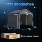 advance outdoor 8x8 ft storage shelter garage tent showing dimensions