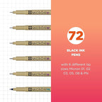 SAKURA Pigma Micron Black Ink Multi-tip Set, 72 Pen Count - Image 2