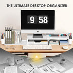 opnice desk organizers and accessories, dual monitor stand showing dimensions