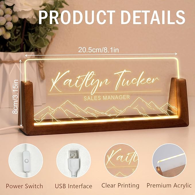 Desk Name Plate Personalized, Custom Office Light Up Name Plate - Image 5