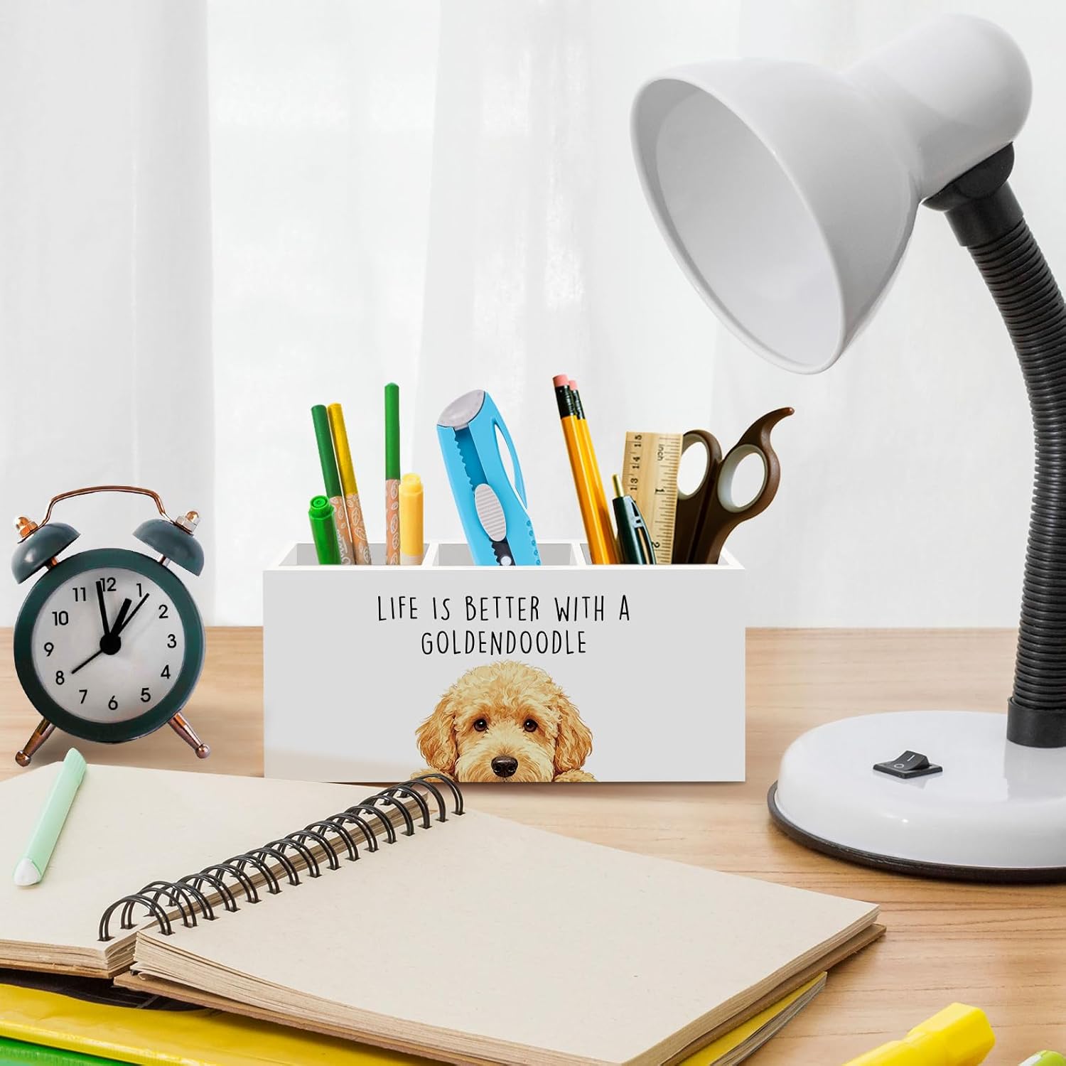 Goldendoodle Dog Gifts Pen Pencil Holder for Desk, Funny Golden Doodle Dog Gift Office Desk Accessories, Life Is Better with a Goldendoodle Pen Holders Organizer for Women Bathroom Decor