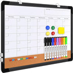 Monthly Calendar Whiteboard Dry Erase Cork Board Combination by ABERLLS