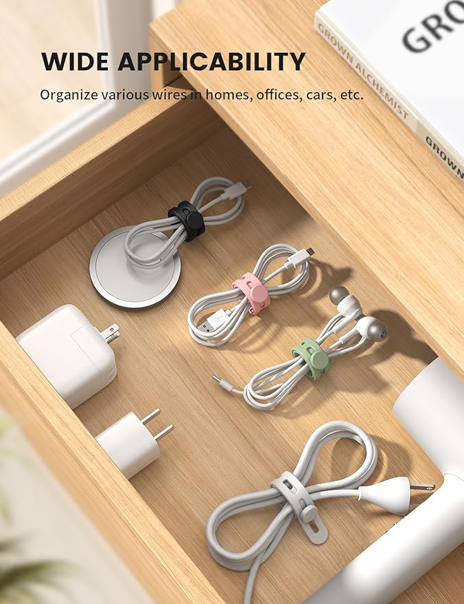 Lamicall 30Pack Silicone Cable Ties Cord Organizer, Home Decor Organizer Ties - Image 3