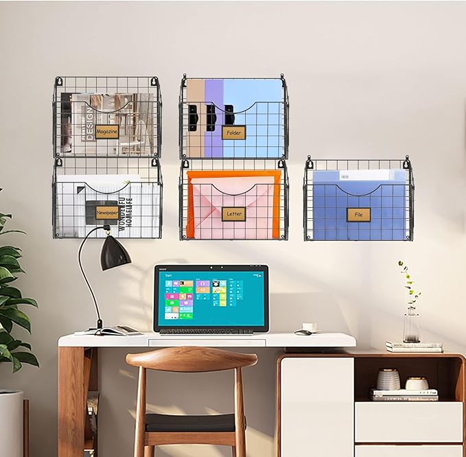 5-Tier Over the Door File Organizer, Stackable Hanging Wall Files Rack - Image 6