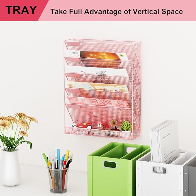 GDINDINFAN Wall File Organizer Holder Mesh Hanging Paper Document Holder - Image 7