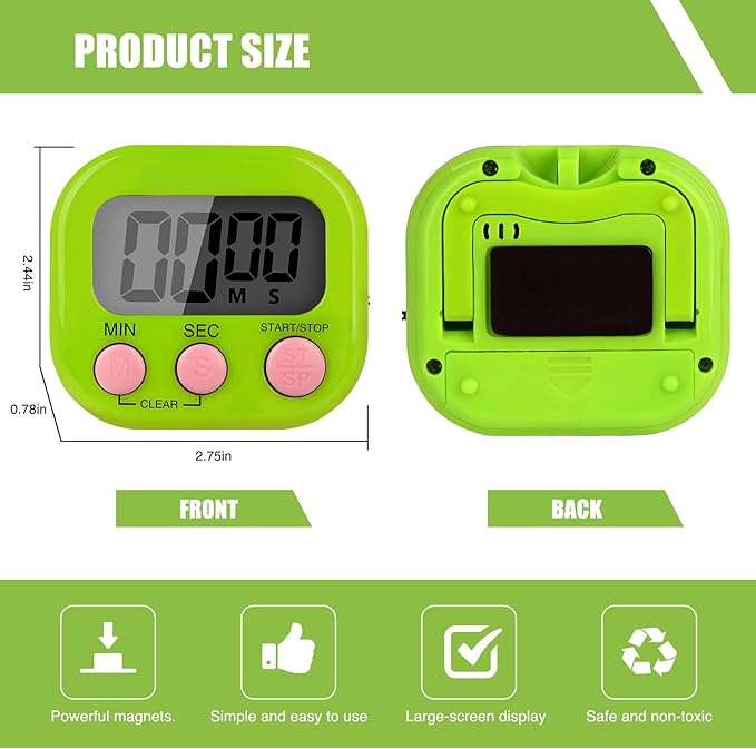 6 Pack Multi-Function Electronic Timer, Colorful Kitchen Timers Digital Magnetic - Image 3