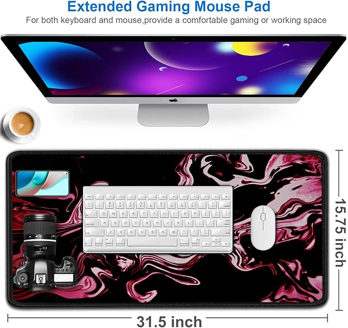 Gaming Mouse Pad, 31.5x15.7 inch Large Extended Computer Keyboard Mouse Mat - Image 2
