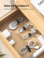 10Pack Silicone Cable Ties Cord Organizer Wrap - Image 4