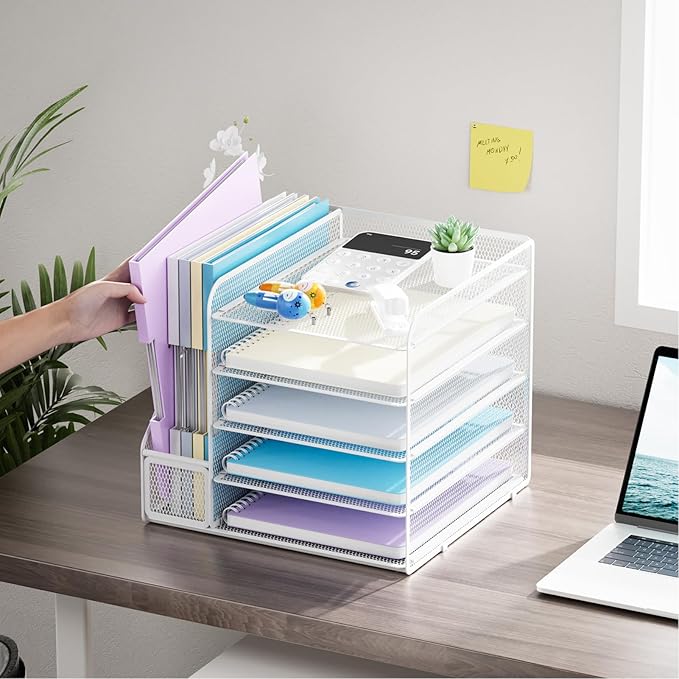 Marbrasse Desk Organizers and Accessories, 5-Tier Paper Letter Tray Organizer - Image 2
