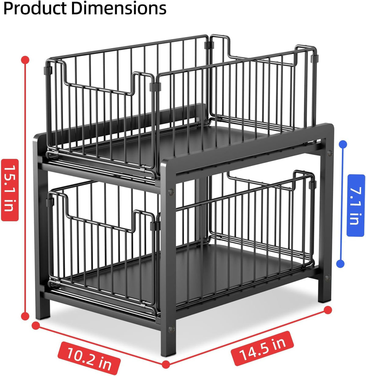 2-Tier Pull Out Cabinet Organizer, Slide Out Under Sink Organizer