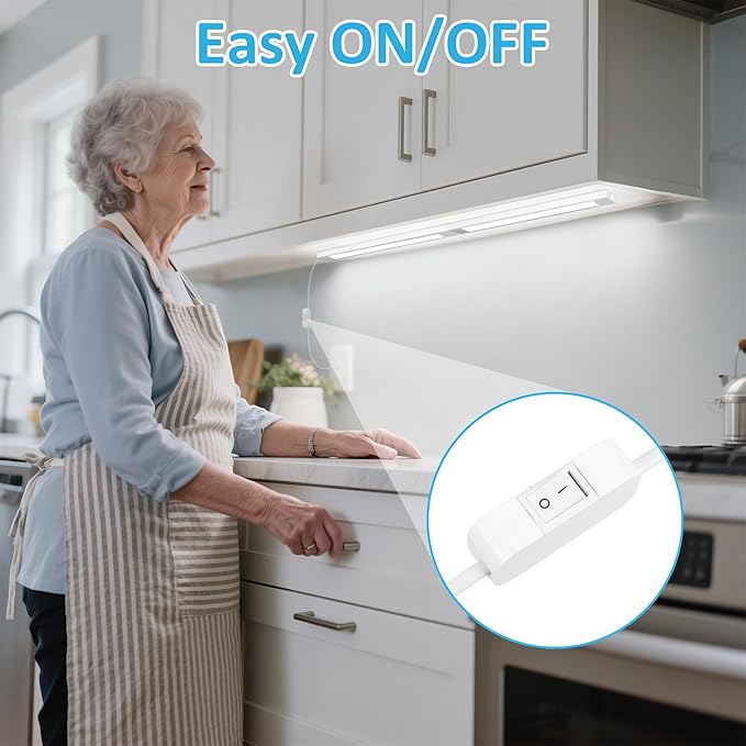 maylit Under Cabinet Lighting Plug in, Renter Friendly Lamp, Wired Indoor Lights - Image 3