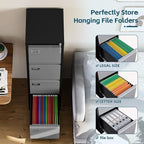 MIIIKO 4 Drawer File Cabinet, Metal Vertical Filing Cabinets - Image 4