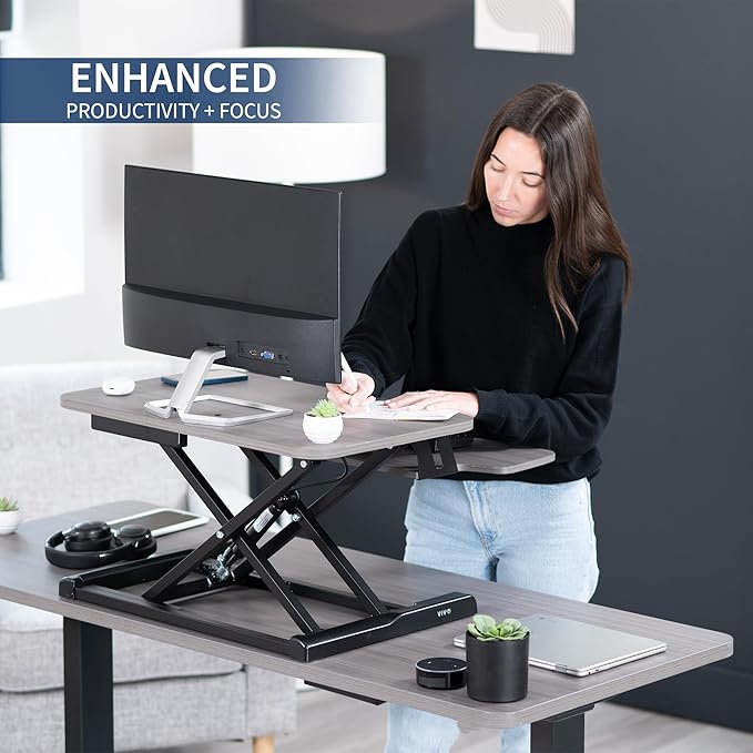 VIVO 26 inch Desk Converter, K Series, Height Adjustable Sit to Stand Riser - Image 4