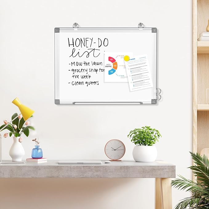 AMUSIGHT Dry Erase Board White Board, Hanging Mounted Whiteboard Silver - Image 8