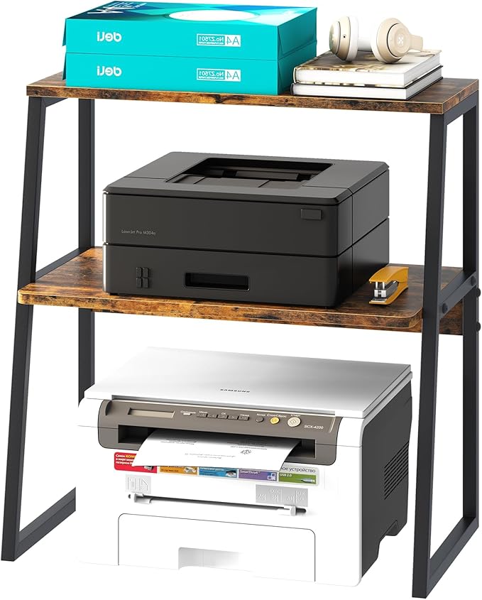 Arbuxzuy Printer Stand for Desk, Desktop Printer Shelf, 3 Tier Desk Shelf for - Image 8