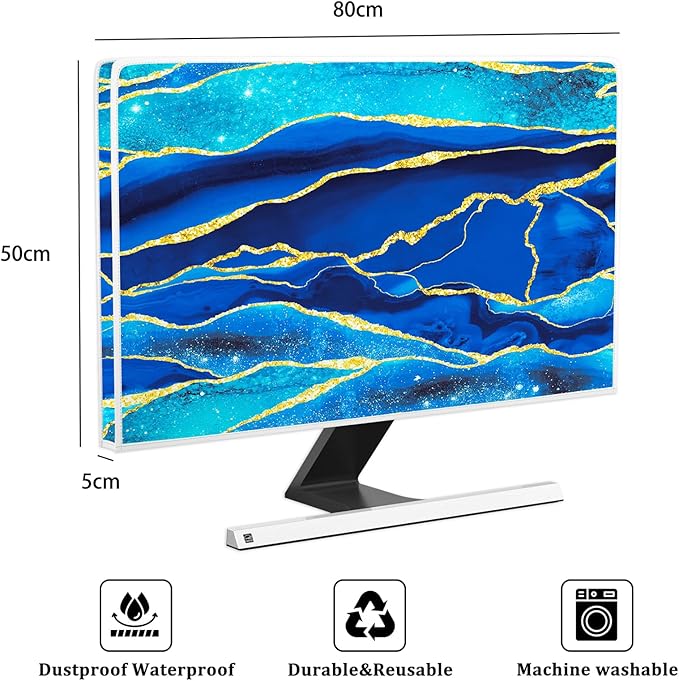 Baocicco Royal Blue Marble Waterproof TV Cover 32 Inch Creative Design - Image 2