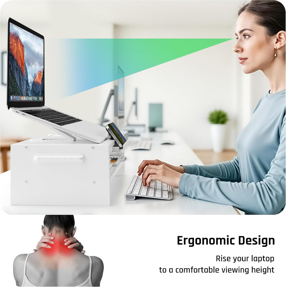 AFOOYO Adjustable Wood Laptop Stand, Ergonomic Height Angles Computer Holder ...